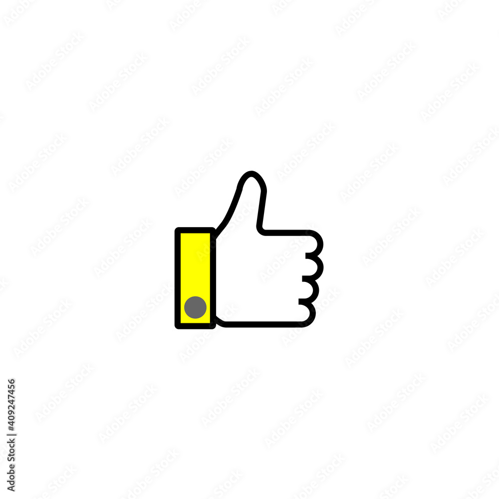 Thumbs up sketch icon for web and mobile. Hand drawn vector dark grey icon on white background. Yellow color Thumbs up sketch icon for web and mobile. Hand drawn vector dark grey icon on white background. Yellow color