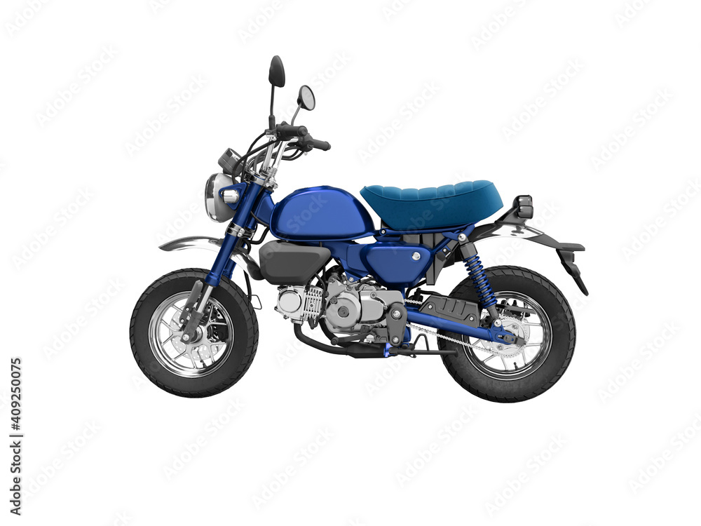 3d rendering blue motorcycle isolated on white background no shadow