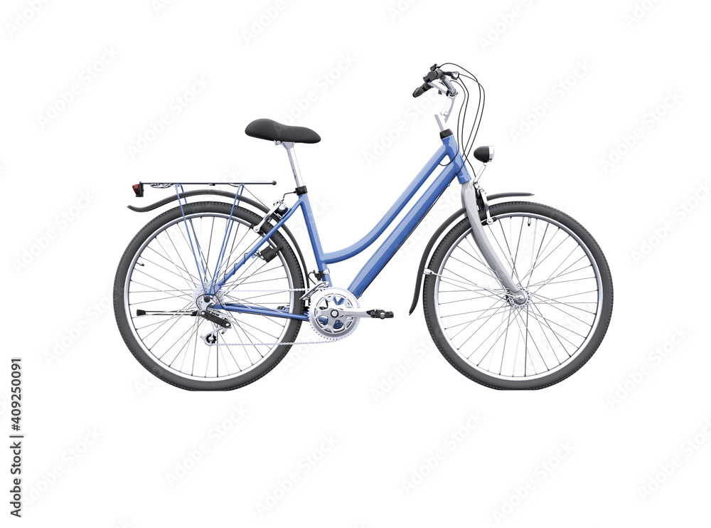 3d rendering isolated bike with trunk from the back on white background no shadow