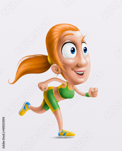 Cartoon woman runner photo