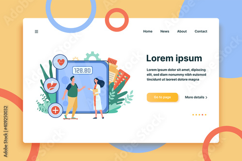 Fat person consulting doctor. Man suffering from obesity, overweight problem, having diabetes and heart disease risk. For healthcare, health, last lifestyle concept