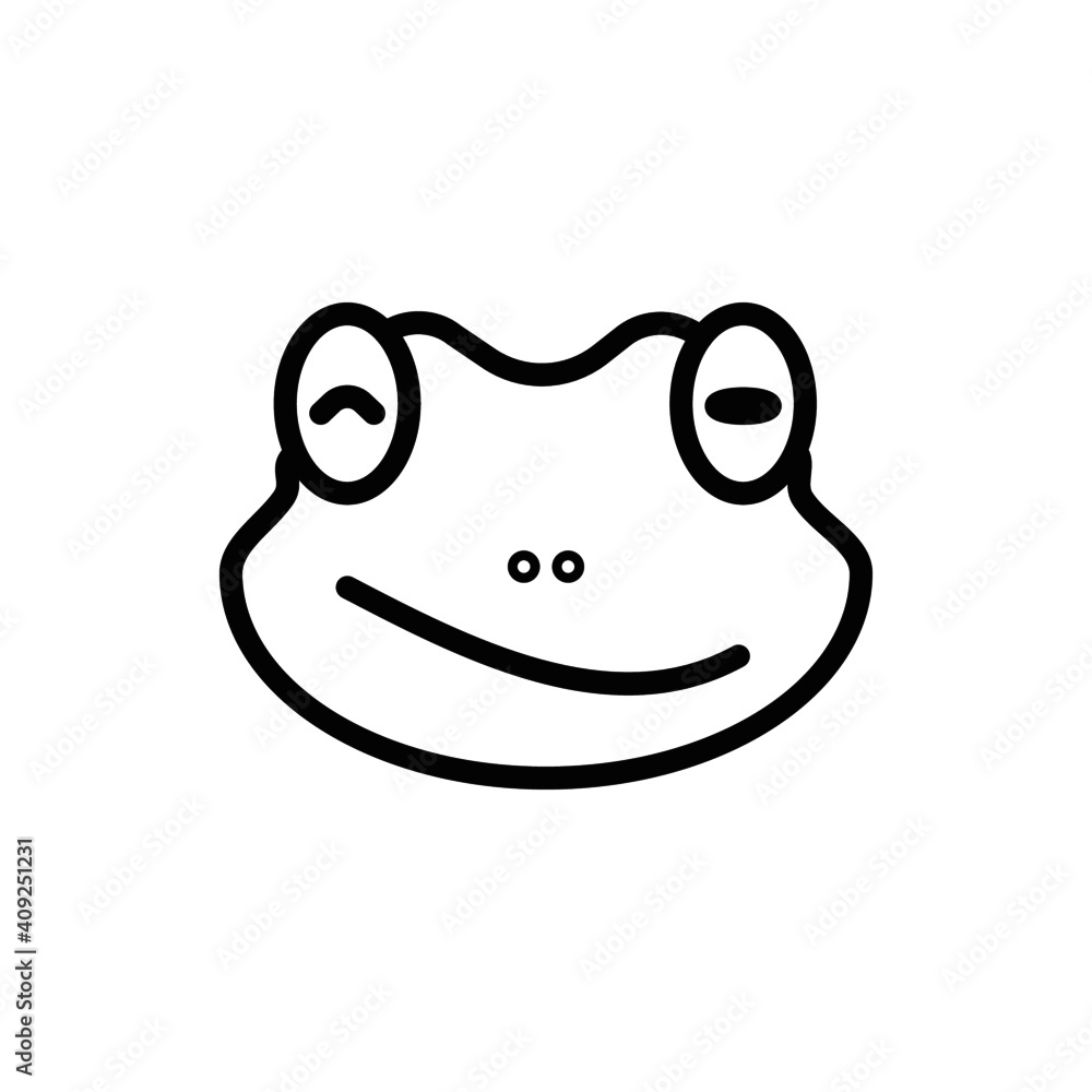 outline icon symbol emoji frog smiley smug face vector illustration. outline icon symbol emoji frog smiley smug face vector illustration.