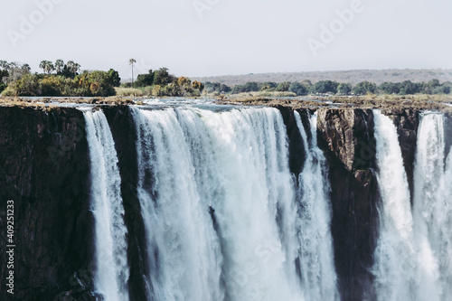 Victoria Falls Main Waterfall on the Zambezi River in Zimbabwe, Africa als called Mosi Oa Tunya photo