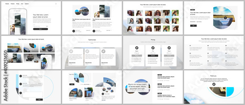 Presentation design vector templates, multipurpose template for presentation slide, flyer, brochure cover design with abstract circle banners. Social media web banner. Social network photo frame.