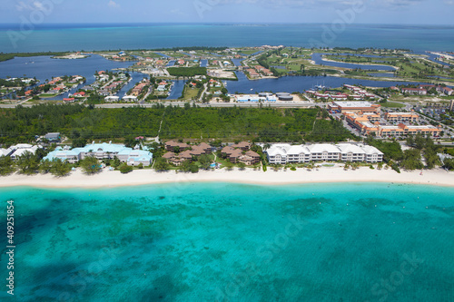Aerial view of coastline of Grand Cayman, Cayman Islands ,Caribbean