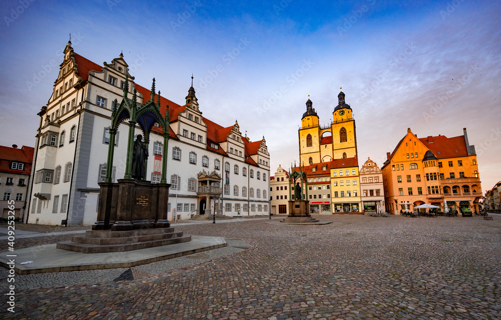 Market Square of Lutherstadt Wittenberg is the fourth largest town in Saxony-Anhalt, Germany. Wittenberg is famous for its close connection with Martin Luther and the Protestant Reformation.