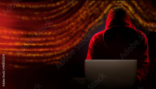 Billede på lærred hooded hacker solar winds hack concept