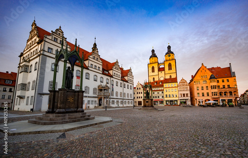 Market Square of Lutherstadt Wittenberg is the fourth largest town in Saxony-Anhalt  Germany. Wittenberg is famous for its close connection with Martin Luther and the Protestant Reformation.