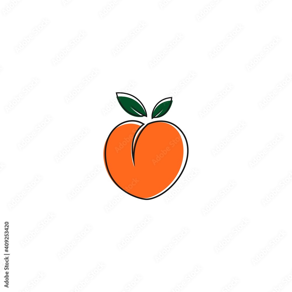 Peach icon, Peach fruit, Cute Peach, Fresh Peach vector isolated on white background. Peach icon, Peach fruit, Cute Peach, Fresh Peach vector isolated on white background.