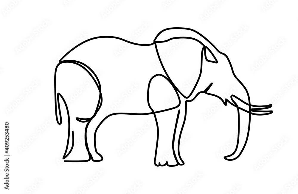 Big elephant. Continuous one line drawing