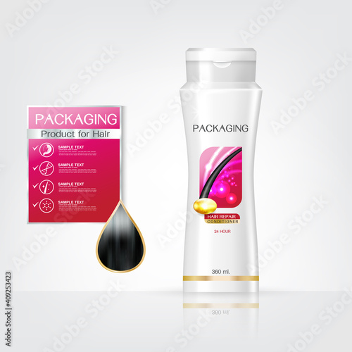 Packaging products Hair Care design, shampoo bottle templates on White background