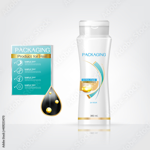 Packaging products Hair Care design, shampoo bottle templates on White background