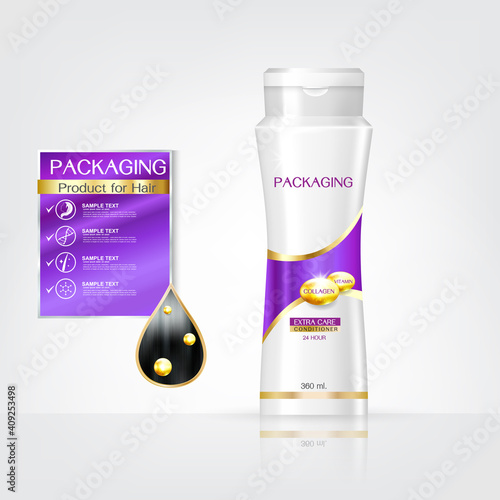 Packaging products Hair Care design, shampoo bottle templates on White background