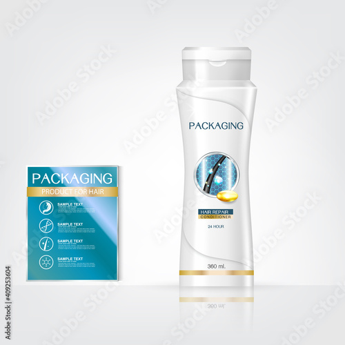 Packaging products Hair Care design, shampoo bottle templates on White background