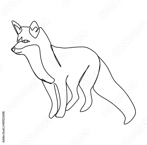 Continuous one line drawing of a fox