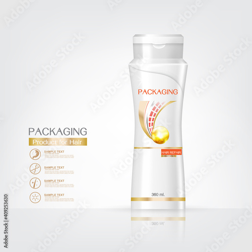 Packaging products Hair Care design, shampoo bottle templates on White background