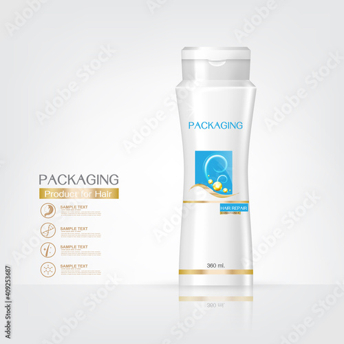 Packaging products Hair Care design, shampoo bottle templates on White background