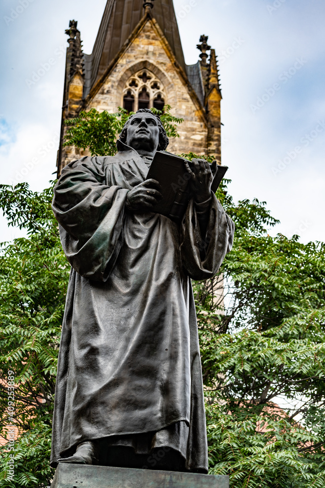 The Erfurt Luther Monument is located on the northern side of the Angers in Erfurt. The monument was designed by Fritz Schaper and inaugurated in 1889.