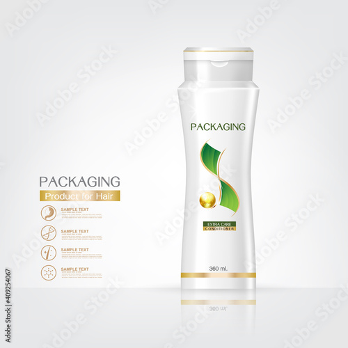 Packaging products Hair Care design, shampoo bottle templates on White background