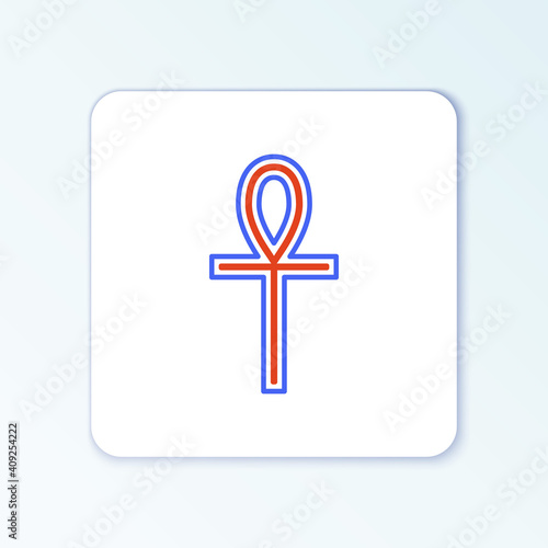 Line Cross ankh icon isolated on white background. Colorful outline concept. Vector.