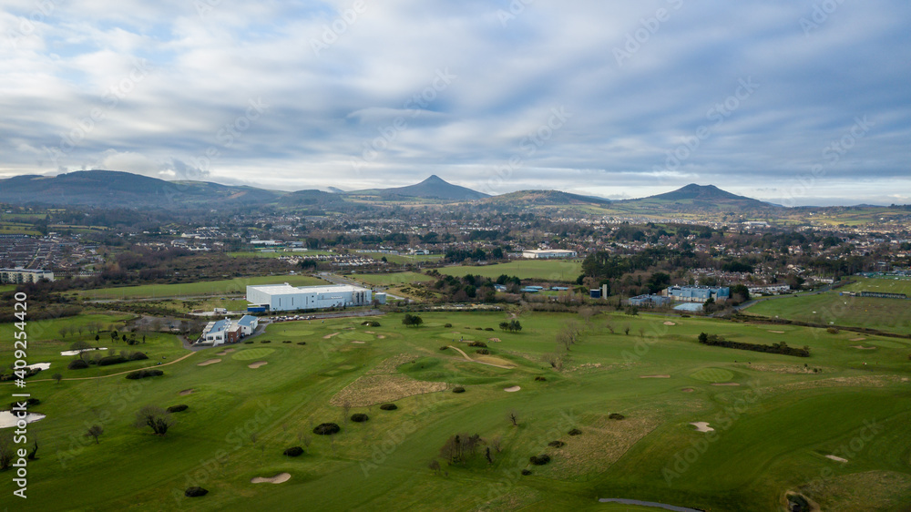 Aerial View of Golf Course, Greystones and Wicklow Mountains