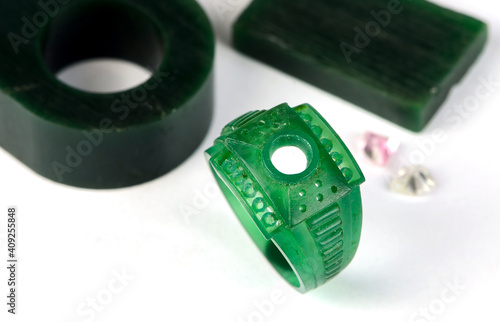 Green wax ring jewelry prototype
