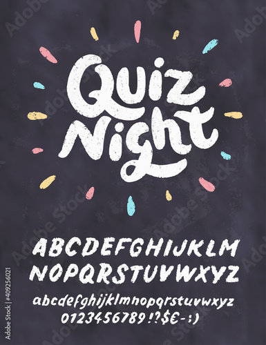 Quiz night. Vector lettering chalkboard sign.