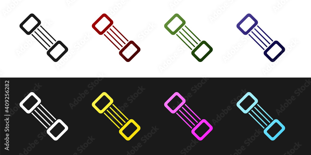 Set Chest expander icon isolated on black and white background. Vector.