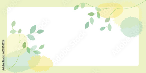 Green leaves illustration for web, banner and graphic design. Vector illustration. 春のグリーン背景、グリーンリーフイラスト、バナー、背景イラスト