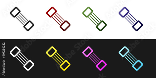 Set Chest expander icon isolated on black and white background. Vector.