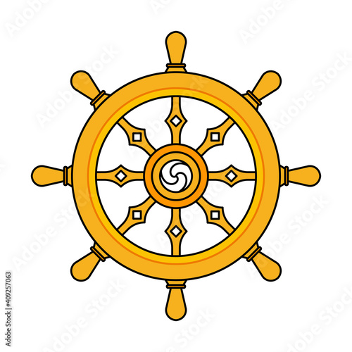 The wheel of Dharma. Isolated Vector Illustration
