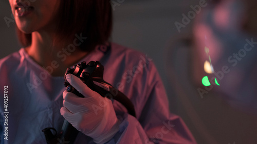 a gastroenterologist performs an endoscopy