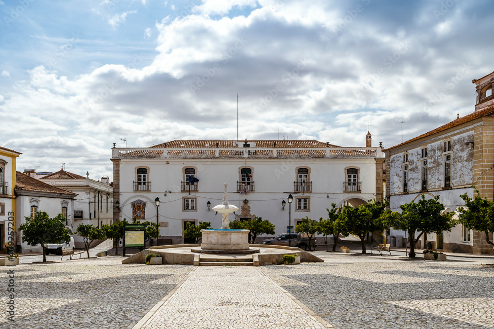 Main square in town of Monforte, Alentejo, Portugal