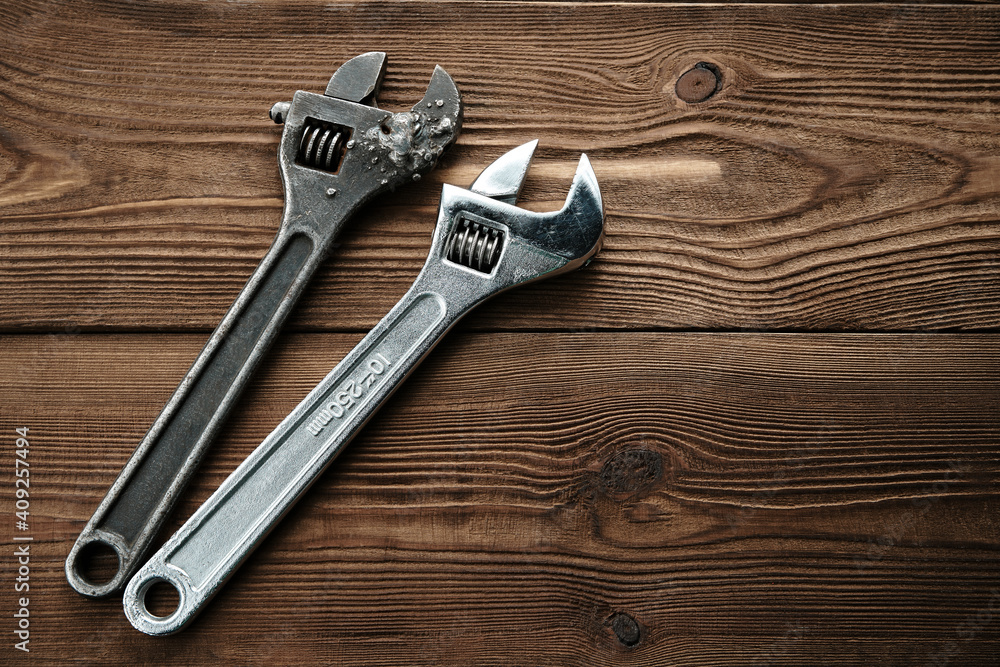 Single steel wrench isolated on white background. Swedish adjustable wrench. old wrench on isolated white background. plumbing repair. Tools. Single steel wrench isolated on white background. Swedish adjustable wrench. old wrench on isolated white background. plumbing repair. Tools.