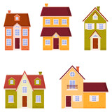 House vector set. Colorful residential houses in a flat style.