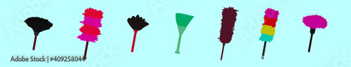 set of feather duster cartoon icon design template with various models. vector illustration isolated on blue background