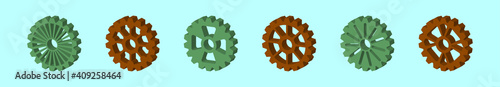 set of bike sprocket cartoon icon design template with various models. vector illustration isolated on blue background