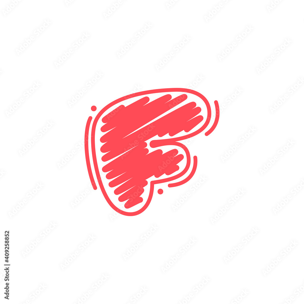 F letter logo in childish wax crayons scribbles style. F letter logo in childish wax crayons scribbles style.