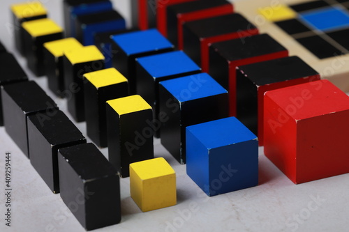 Photos Montessori binomial and trinomial cubes
