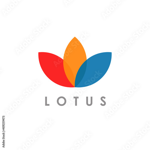 triple transparent color for lotus icon logo design template