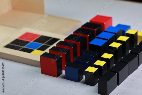 Photos Montessori binomial and trinomial cubes