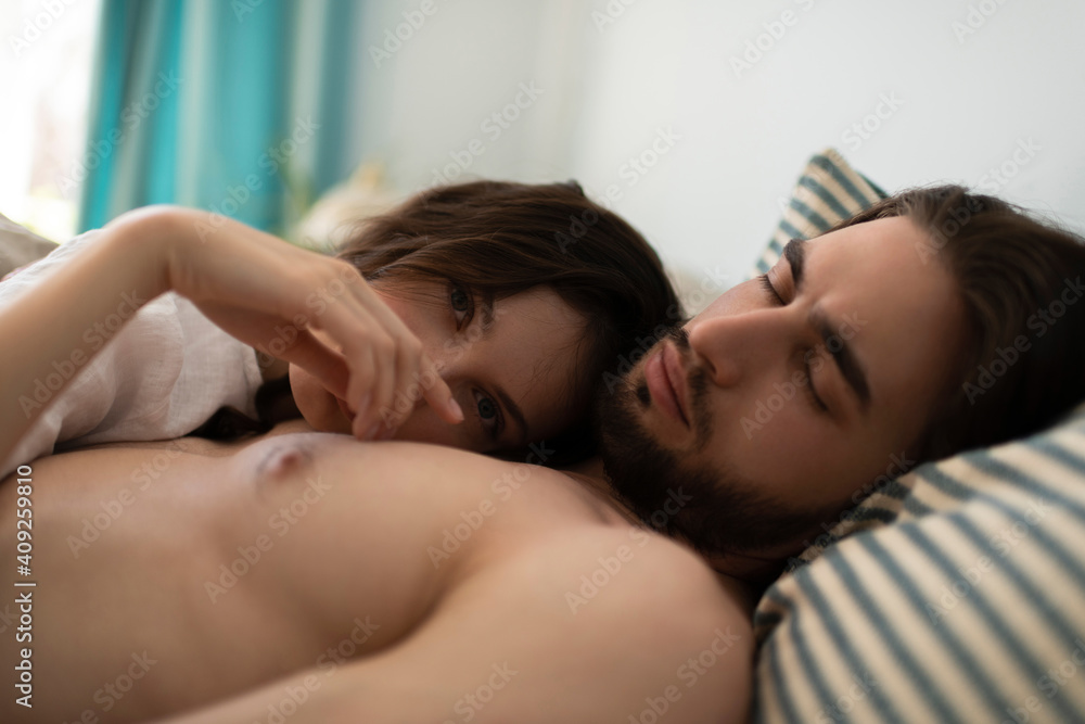 Portrait Of A Sleeping Couple together in their house. Portrait Of A Sleeping Couple together in their house.