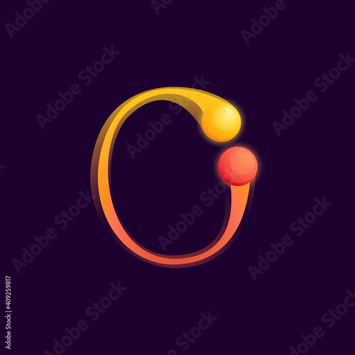 O letter logo with colorful spheres or dots and connecting lines.