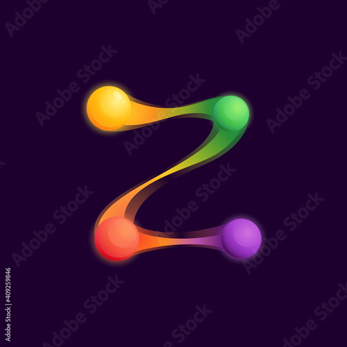 Z letter logo with colorful spheres or dots and connecting lines.