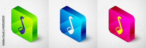 Isometric Sauna ladle icon isolated on grey background. Square button. Vector.
