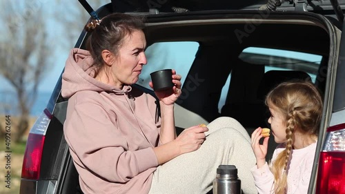 family picnic in the car