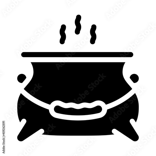 boiling potion in tank glyph icon vector illustration