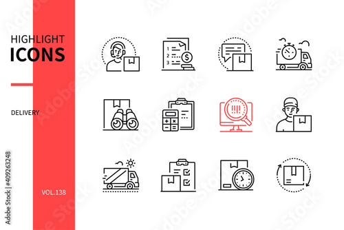 Delivery - modern line design style icons set