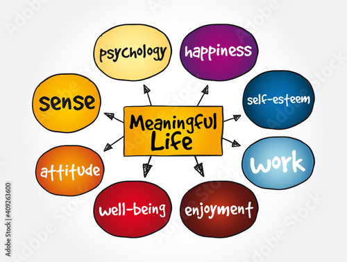 Meaningful Life mind map, concept for presentations and reports