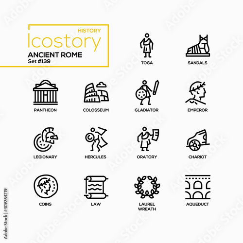 Ancient Rome - line design style icons set